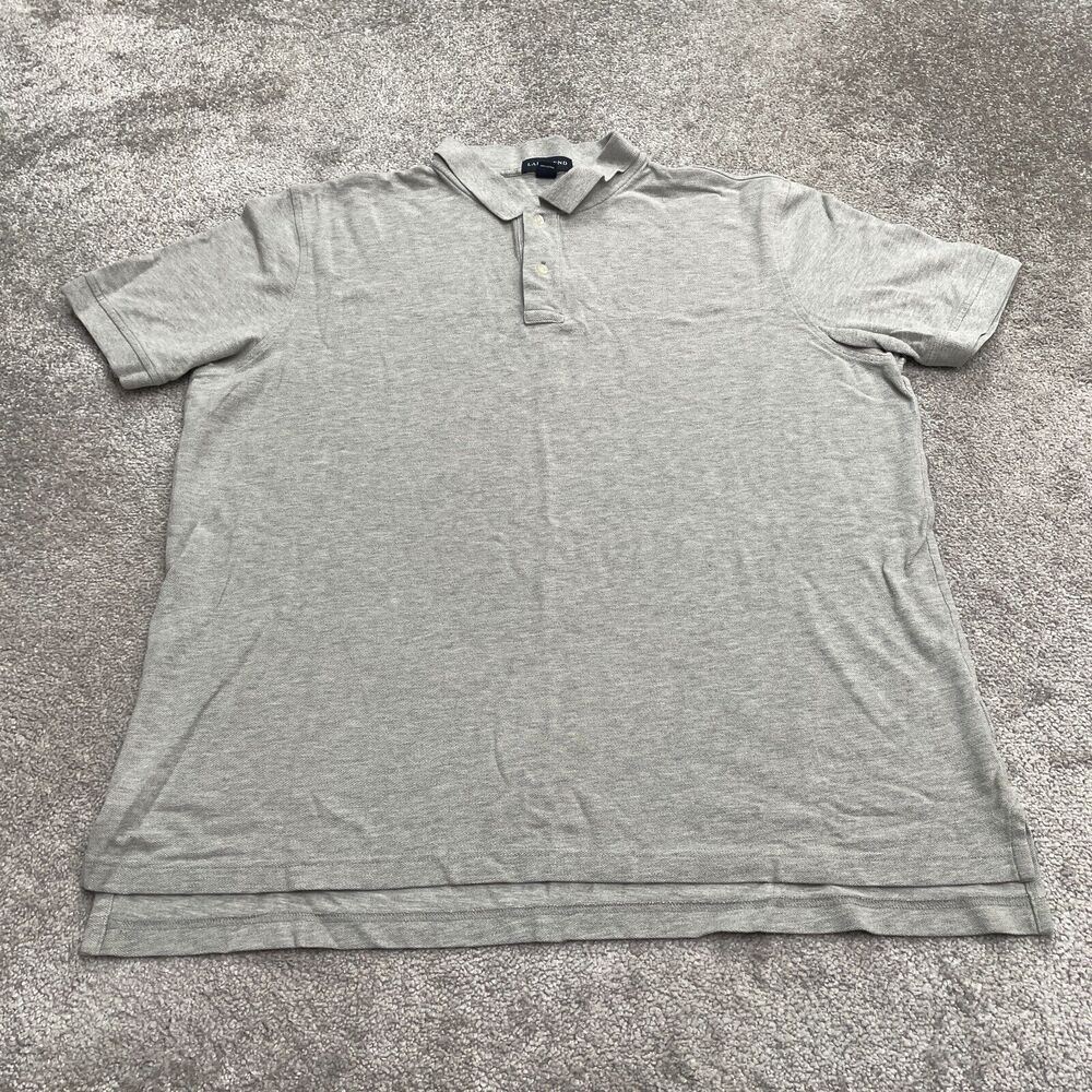 Lands' End Polo Shirt Mens XL Solid Gray Cotton Short Sleeve Casual Golf Outdoor
